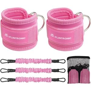 flintronic Set di Fasce di Resistenza con Cinghie per Caviglia, Elastici Fitness Set, 3 Resistance Band, Bande Elastici Fitness, Attrezzatura per Allenamento Glutei per Fitness a Casa Yoga Pilates