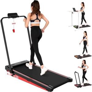CITYSPORTS Tapis roulant elettrico per la casa con inclinazione 14%, Tapis roulant pieghevole fino a 12km/h, con Luce per respirare LED e pannello pulsante rapido, senza installazione (Black Red)