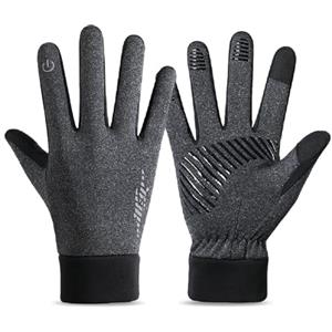Kfnire Guanti Invernali Uomo Caldi con Fodera in Pile Guanti Touch Antivento e Acqua-repellenti Adatti per Ciclismo Corsa Sci e Altre Attività All'aperto (Grigio,M)