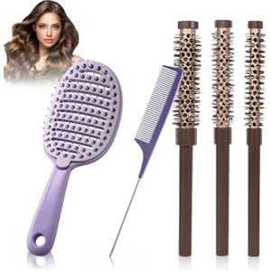 SI SEN Set di 5 Spazzole per Capelli,Antistatiche,Spazzola Capelli per Capelli Bagnati e Asciutti per Massaggio Districante per Donne Uomini Bambini