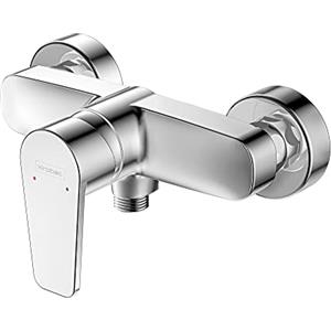 Krobec Rubinetto da doccia a parete, miscelatore monocomando per doccia, montaggio a parete, miscelatore per doccia, batteria per doccia con una sola mano, ottone, inserto valvola in ceramica (cromato