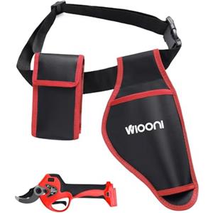 WIOONI Fodero per Forbici Potatura Elettriche, Fondina per Cesoie da Potatura con Sacchetto della Batteria (Rosso)