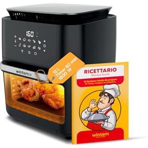 Avilia - TurboFry Friggitrice ad Aria XXL 12L con Display Touch, 12 Programmi, Accessori Inclusi e Ricettario per Cottura Senza Olio, Ideale per Grigliare, Arrostire e Cuocere in Modo Sano