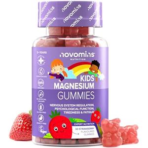 Novomins Magnesio Bambini Gommose - Rilassamento E Riduzione Della Stanchezza - Citrato Di Magnesio (50 Mg Di Magnesio), Vegan Senza Glutine - 30 Caramelle Gommose - Novomins