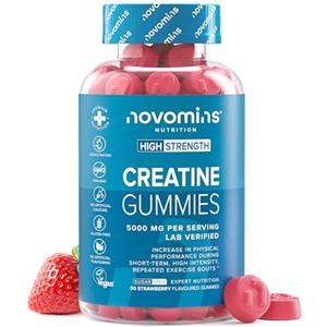 Novomins Gummies alla Creatina - 5000 mg Testati in Laboratorio - Monoidrato ad Alta Forza - Aumenta le prestazioni fisiche - alternativa a compresse, polveri e capsule - Novomins