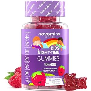 Novomins Sonno Bambini Gommose - Rilassamento serale & sostegno del sistema nervoso - Con Magnesio, L-Teanina & Vitamina B12 - Vegan & senza glutine - 30 gommose - Novomins