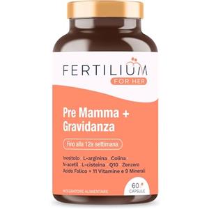 FERTILIUM - Integratore Gravidanza - Acido Folico + Inositolo + 11 Vit + 9 Minerali + Q10 - Multivitaminico Donna - Prenatal Vitamins 60 Capsule