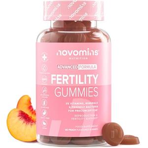Novomins Gummies per la fertilità - Integratori per la fertilità per le donne che cercano di concepire - 25 vitamine e minerali essenziali, prodotti botanici e acido folico - di Novomins