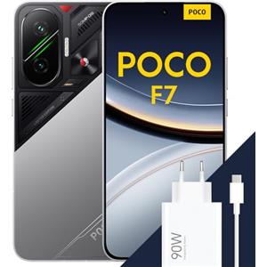 XIAOMI POCO F7 Smartphone, 12+512GB, Argento, Snapdragon® 8s Gen 4 Flagship, Batteria 6500mAh, Fotocamera Sony da 50MP con OIS, Display AMOLED 6.83" 1.5K 120Hz (Adattatore incluso a seconda della confezione)