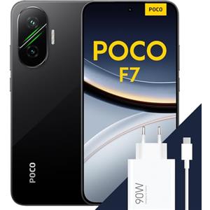 XIAOMI POCO F7 Smartphone, 12+256GB, Nero, Snapdragon® 8s Gen 4 Flagship, Batteria 6500mAh, Fotocamera Sony da 50MP con OIS, Display AMOLED 6.83" 1.5K 120Hz (Adattatore incluso a seconda della confezione)
