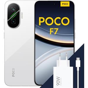 XIAOMI POCO F7 Smartphone, 12+512GB, Bianco, Snapdragon® 8s Gen 4 Flagship, Batteria 6500mAh, Fotocamera Sony da 50MP con OIS, Display AMOLED 6.83" 1.5K 120Hz (Adattatore incluso a seconda della confezione)