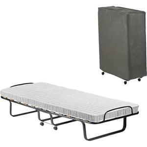 Talamo Italia Dmora Talamo Italia Letto Pieghevole Deva, Brandina con Rete 12 doghe, Materasso, Lettino salvaspazio, 100% Made in Italy, 80x190h37 cm, Cover Protettiva Inclusa, Bianco, 190 cm