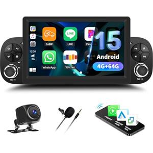 GOHHDL Android 15, 4G+64G GOHHDL Autoradio per Fiat Panda 2013-2020 con Navi Carplay Android Auto, Schermo da 7 Pollici Auto Stereo Radio 2Din con GPS Navi WiFi Bluetooth FM/RDS SWC Telecamera Posteriore&MIC