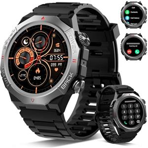 Atheewon Smartwatch Uomo Donna con Effettua o Risposta Chiamate, Sonno Cardiofrequenzimetro, 110+ Modalità Sportive Fitness Tracker, IP68 Smart Watch per Android iOS, Nero profondo