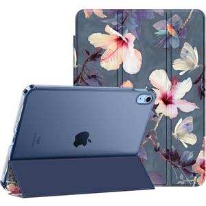 FINTIE Custodia per iPad (A16) 11ª Generazione 11" (2025) / iPad 10ª Generazione 10.9" (2022) - Sottile Leggero Opaca Semi-Trasparente Posteriore Cover Case con Auto Sveglia/Sonno, Blooming Hibiscus