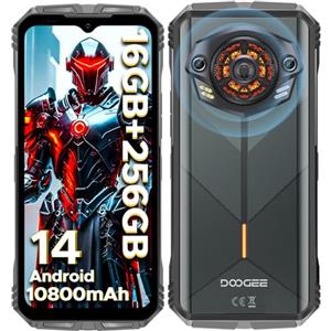 DOOGEE S Punk Rugged Smartphone 2024, 16(6+10) GB+256GB/1TB Telefono Indistruttibile, Android 14 10800mAh Rugged Phone 126dB Altoparlante, Smartphone Rugged 6.58" FHD+, 50MP NFC/OTG/Dual SIM/Face ID