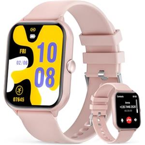 UHOOFIT Smartwatch Uomo Donna con Effettua/Risposta Chiamate, 1.95''HD Smart Watch Contapassi Cardiofrequenzimetro SpO2 Sonno, Fitness Tracker con 100+ Modalità Sport, Impermeabile IP67 per Android/iOS (Rosa)