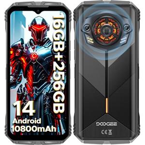 DOOGEE S Punk Rugged Smartphone 2024, 16(6+10) GB+256GB/1TB Telefono Indistruttibile, Android 14 10800mAh Rugged Phone 126dB Altoparlante, Smartphone Rugged 6.58" FHD+, 50MP NFC/OTG/Dual SIM/Face ID