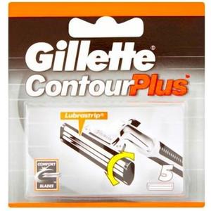 Gillette Contour Plus - Lame di Ricambio Bilama Comfort con Striscia Lubrificante, Confezione da 5