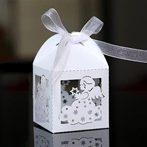 Azexcy Scatoline Bomboniere, 30 Pz Scatola Regalo di Natale Bomboniere Sposa Porta Confetti Portaconfetti Scatola di Caramelle per Matrimonio Festa Battesimo Compleanno, Bianco