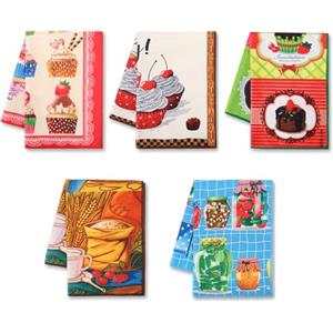 Autilify Strofinacci Cucina Cotone-Set di 5 Asciugamani Da Cucina Per Vacanze Decorativi,40x55 CM (Pasticcini)