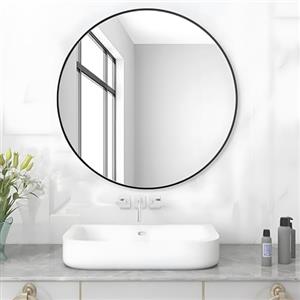 MEESALISA Lisa Specchio da bagno rotondo senza illuminazione, 70 cm, con telaio in metallo nero opaco, specchio decorativo, bordo nero