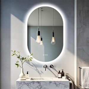 LUVODI Specchio Bagno Ovale a Led Luce 90x60 cm: Specchio bagno Retroilluminato con Antiappanamento, Funzione Memoria Dimmerabile, Specchio Smart Vetro HD IP66 Orizzontale o Verticale
