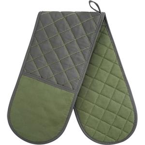 AUAUY Guanti da Forno Doppi Verde Resistenti al Calore, Asciugamano in Spugna di Cotone di Qualità Morbido e Durevole, Doppio Guanto da Forno, Presine, Piatti Caldi per Cucina, Cucina, Griglia