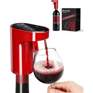 Redsack 5-in-1 Decanter Elettrico Vino & Erogatore Liquori Smart - Essenziale Festa della mamma | Aeratore Auto con Dosaggio 1-999ml | Regalo Pasqua per Appassionati Vino, Whisky e Host(Rosso)