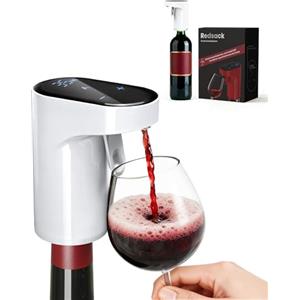Redsack 5-in-1 Decanter Elettrico Vino & Erogatore Liquori Smart - Essenziale Festa della mamma | Aeratore Auto con Dosaggio 1-999ml | Regalo Pasqua per Appassionati Vino, Whisky e Host(Bianco)