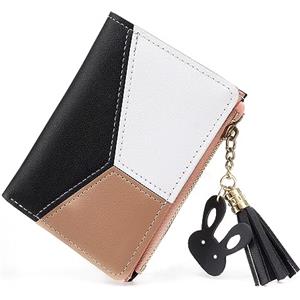 CHAOFANXI Portafoglio Donna in Pelle Sintetica Liscia eMorbida, Piccolo e Corto, Portafoglio Donna in Bellissimi Colori con Cerniera,Nero