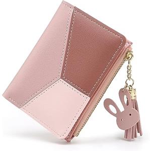 CHAOFANXI Portafoglio Donna in Pelle Sintetica Liscia eMorbida, Portafoglio Donna Piccolo e Corto, Portafoglio Donna in Bellissimi Colori con Cerniera,Rosa