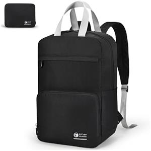 SPAHER Pieghevole Zaino Bagaglio a Mano 40x20x25cm Ryanair Zaino da Viaggio Aereo Piccolo Donna Uomo 20L per Lavoro Scuola Zainetto Porta Pc 14 Pollici Backpack Impermeabile, Nero