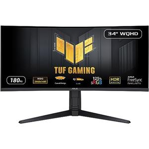 ASUS TUF Gaming VG34VQL3A Monitor Gaming Curvo 34" pollici WQHD (3440 x 1440), 180Hz, 1500R, Extreme Low Motion Blur, FreeSync Premium Pro, 1ms (GTG), 125% sRGB, DisplayHDR 400, DisplayWidget, Nero