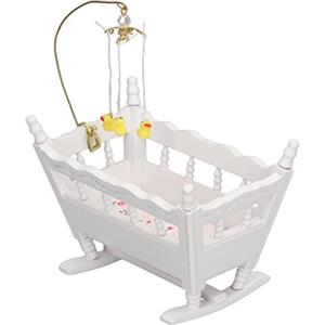 Gonetre 1:12 Casa delle Bambole Lettino per Ragazze Mobili per Casa delle Bambole, Simulazione in Miniatura Mini Casa delle Bambole in Legno Culla per Camera da Letto, Letto per Bambole,