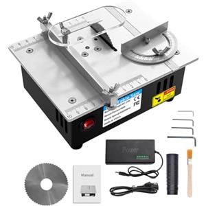 YUMILI Mini Sega Circolare da Tavolo, Mini Sega da Tavolo di Precisione Portatile 96 W, Alimentatore a 7 Velocità, Lama Regolabile da 0,1 a 15 mm, Multifunzionale per Progetti di Falegnameria DIY