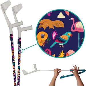 My Add On myCover Animalier - Copertura alla moda per stampelle e bastoni - Adatta a tutte le stampelle e ai bastoni da passeggio, tessuto elastico lavabile - 2 pezzi