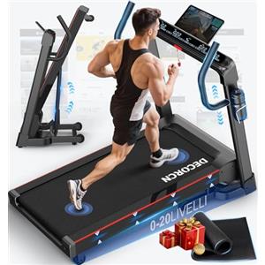 Decorcn Tapis roulant professionale per la casa Decorcn, pieghevole, con inclinazione, motore silenzioso, piano di corsa di grandi dimensioni,WiFi, Bluetooth, APP, marchio di qualità tedesco