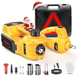 TaskStar Cric per auto Kit, 12V 5 Ton Cric idraulico per auto elettrico (portata: 15,5-45 cm) con chiave elettrica e gonfiatole, Professionale per auto Pickup emergenza Cambio gomme Garage Riparazione