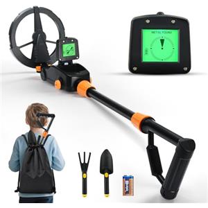 Jradse Metal Detector per Bambini, Metal Detector Leggero IP68 con Display LCD e Indicazione Sonora, Dotato di Bobina di Ricerca Impermeabile per Bambini (incluso zaino e pala)