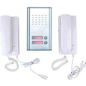 EACH KIT CITOFONO BIFAMILIARE 2 DOPPIA CORNETTA PULSANTE APRIPORTA APRICANCELLO CASA