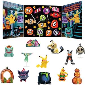 Bandai - Pokémon - Calendario dell'Avvento Halloween - 8 personaggi Pokémon e 5 accessori - Pikachu, Zorua, Malosse, Bulbizarre, Fantyrm, Skelenox e Mimiqui - PKW2688