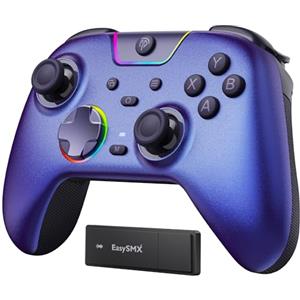 EasySMX X05PRO Controller Wireless PC con Tasti Quiet, Trigger 2 Livelli, Joystick Hall, 2 Pulsanti Programmabili, Batteria 1000mAh, Compatibile PC Windows/Switch/Android/iOS-Viola