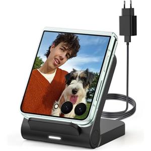 Geyo Caricatore Wireless per Samsung Galaxy Z Flip, 15W Rapido Stazione Ricarica Wireless per Samsung Z Flip 7/6/5/4/3, per Motorola Razr/Razr+/Razr Ultra 2025 (Non Pieghevole) Con Adattatore