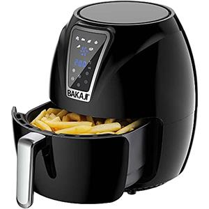 Bakaji Friggitrice ad Aria Calda Senza Olio Airfryer 3,2 Lt Frigge Cuoce Arrostisce in modo Naturale e Salutare Potenza 1300W con Timer 30min e Regolazione Temperatura 200° Display Digitale Touch