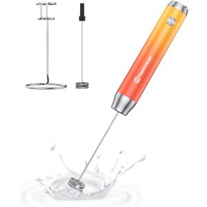 Maestri House Montalatte Elettrico, Impermeabile Portatile Frullino Montalatte Cappuccinatore Elettrico, Potente Frullatore in Acciaio Inox per Latte, Matcha, Cappuccino, LunaFro(Con Stand)