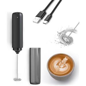 JIMYIU Frullino Elettrico USB Ricaricabile, Montalatte Elettrico Milk Frother Mixer per Drink con Frustino in Acciaio Inox e tubo di stoccaggio per Caffè, Latte, Cappuccino, Matcha