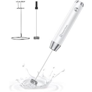 Maestri House Montalatte Elettrico, Impermeabile Portatile Frullino Montalatte Cappuccinatore Elettrico, Potente Frullatore in Acciaio Inox per Latte, Matcha, Cappuccino, LunaFro(Avec support)