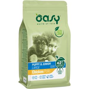 Oasy Dog Puppy & Junior Large Pollo 12 kg - Alimento Completo per Cuccioli di Taglia Grande con Pollo Fresco