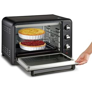 Moulinex Ox4648 Optimo Forno Elettrico Ventilato 33 Litri, Potenza 1600 W, Max 120°C, Forno per Pizza, Carne, Pesce, Dolci, Fornetto Elettrico, 6 Modalità di Cottura, Timer, 2 Accessori, Nero